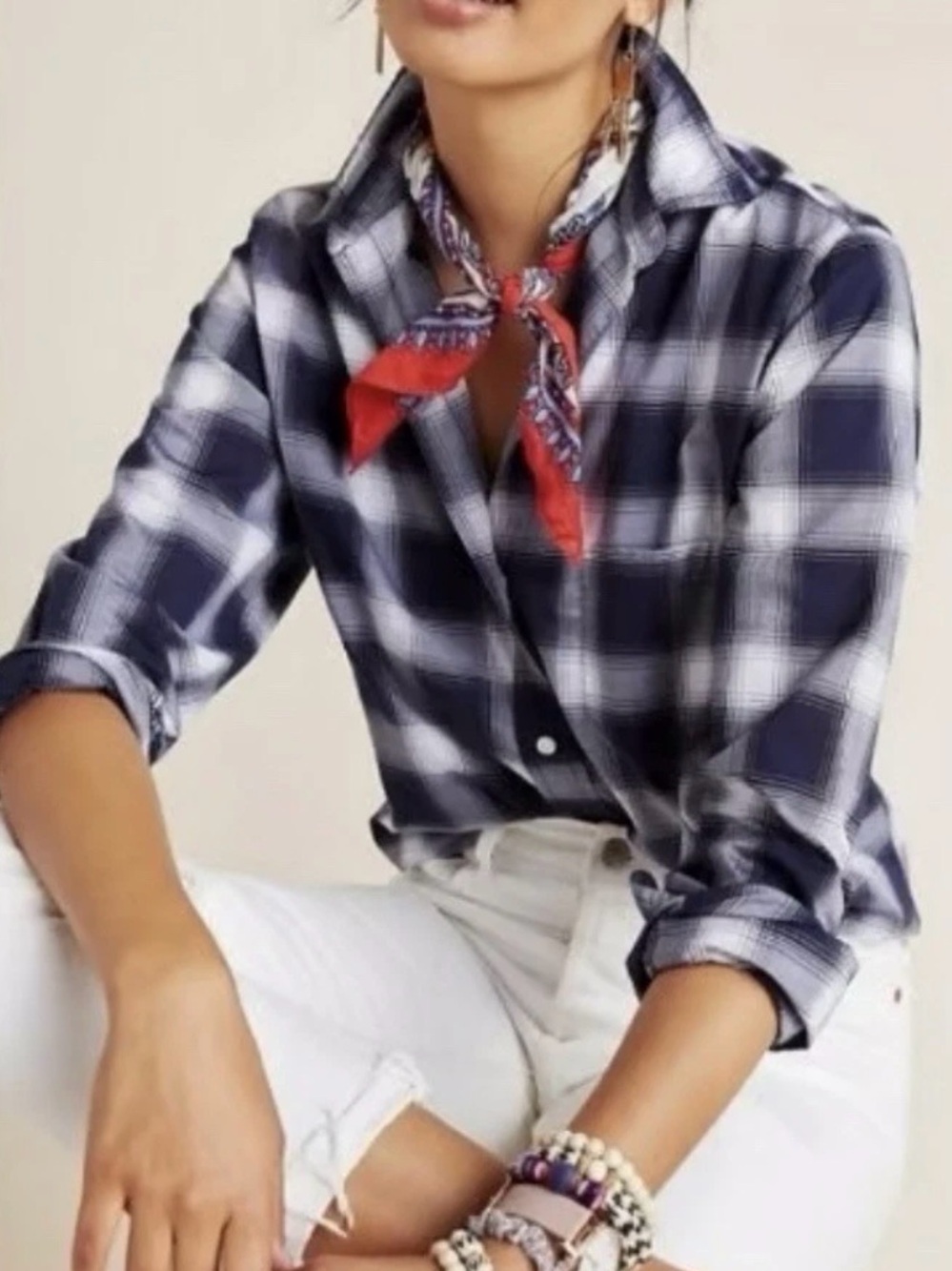 Grayson Woman’s Blue Plaid Heroes Long Sleeve Shirt.